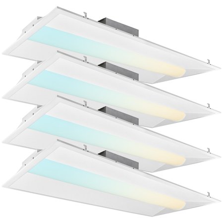 LUXRITE 2x4 FT Rectangle LED Troffer Light 3CCT 3500K-5000K 30/40/50W 3750/5000/6250LM 0-10V Dimmable 4-Pack LR25137-4PK